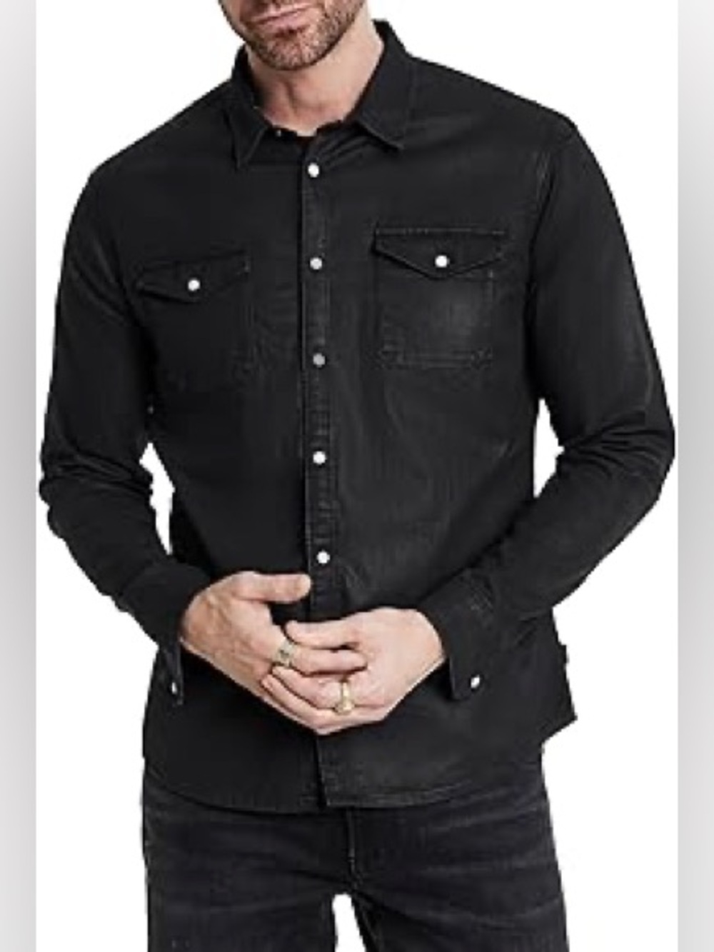John Varvatos Black Linen Long Sleeve Button Down Shirt